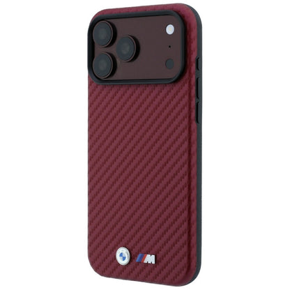 BMW M Carbon Metal Logo MagSafe Case for iPhone 17 Pro / 18 Pro - Burgundy_1