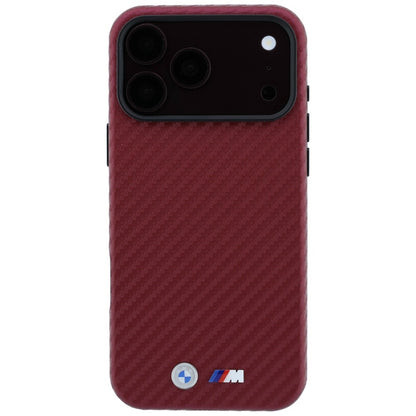 BMW M Carbon Metal Logo MagSafe Case for iPhone 17 Pro / 18 Pro - Burgundy_2