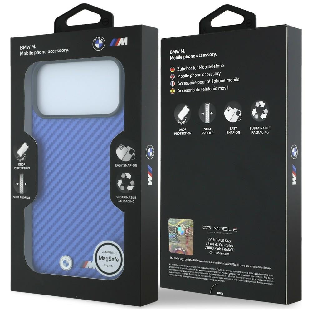 BMW M Carbon Metal Logo MagSafe Case for iPhone 17 Pro / 18 Pro - Blue_7