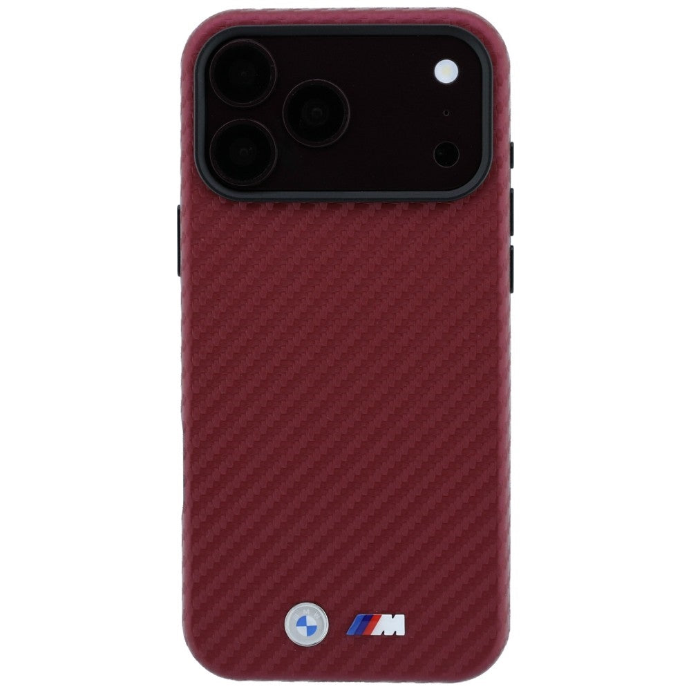 BMW M Carbon Metal Logo MagSafe Case for iPhone 17 Pro Max / 18 Pro Max - Burgundy_2