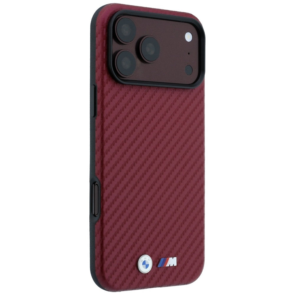 BMW M Carbon Metal Logo MagSafe Case for iPhone 17 Pro Max / 18 Pro Max - Burgundy_3