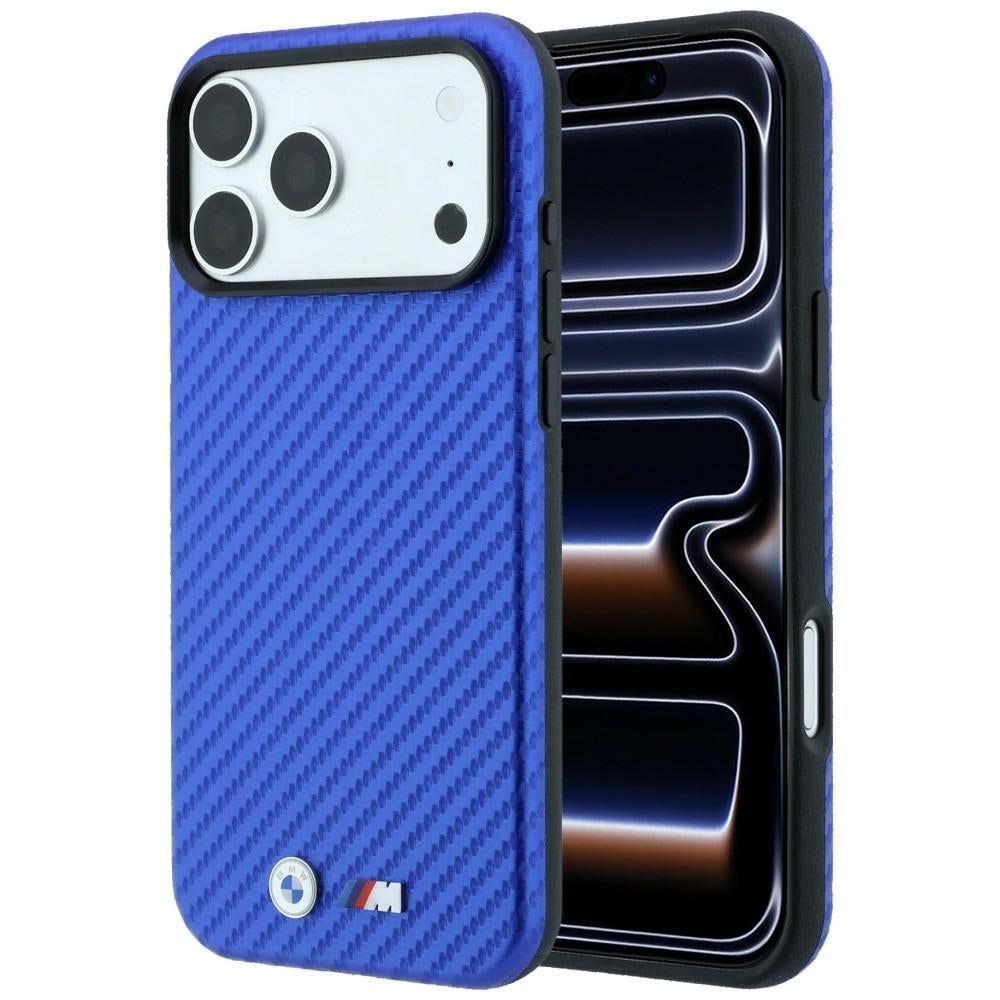 BMW M Carbon Metal Logo MagSafe Case for iPhone 17 Pro Max / 18 Pro Max - Blue_0