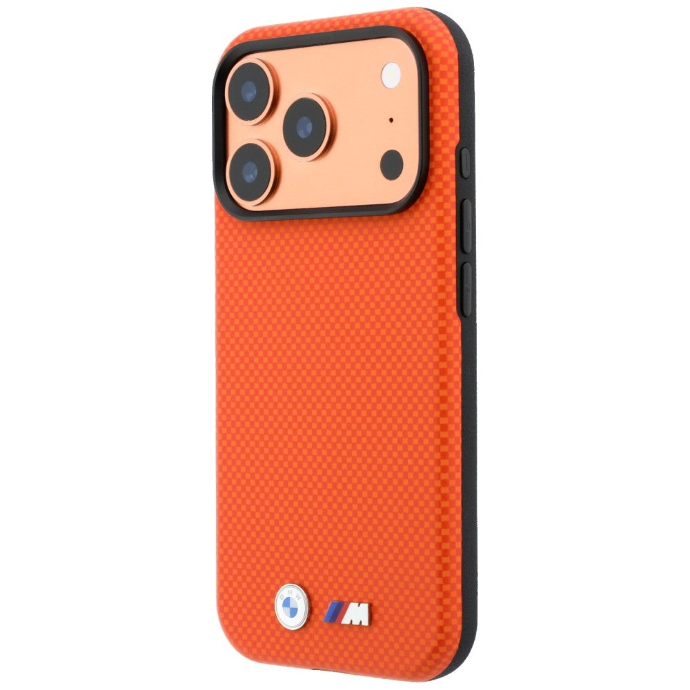 BMW M Quadrille Kevlar Metal Logo MagSafe Case for iPhone 17 Pro Max / 18 Pro Max - Orange_1