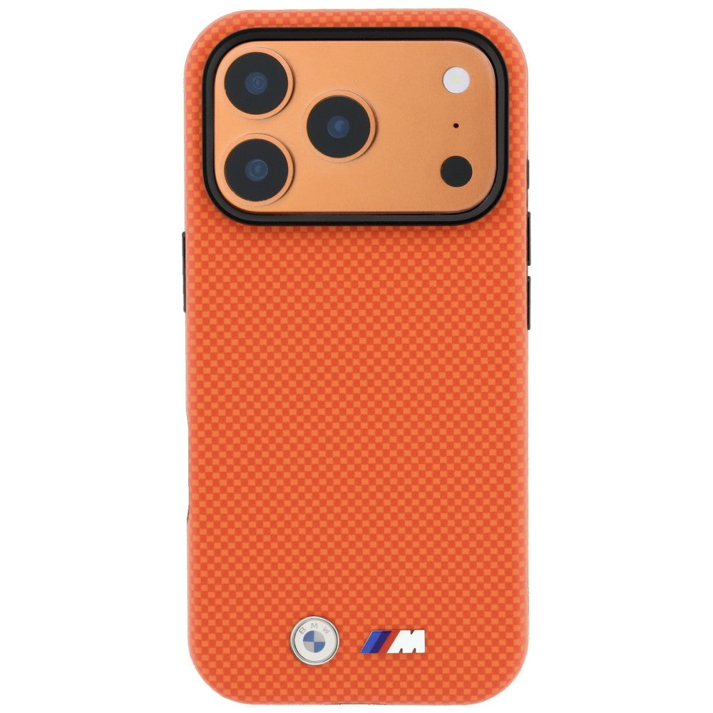 BMW M Quadrille Kevlar Metal Logo MagSafe Case for iPhone 17 Pro Max / 18 Pro Max - Orange_2