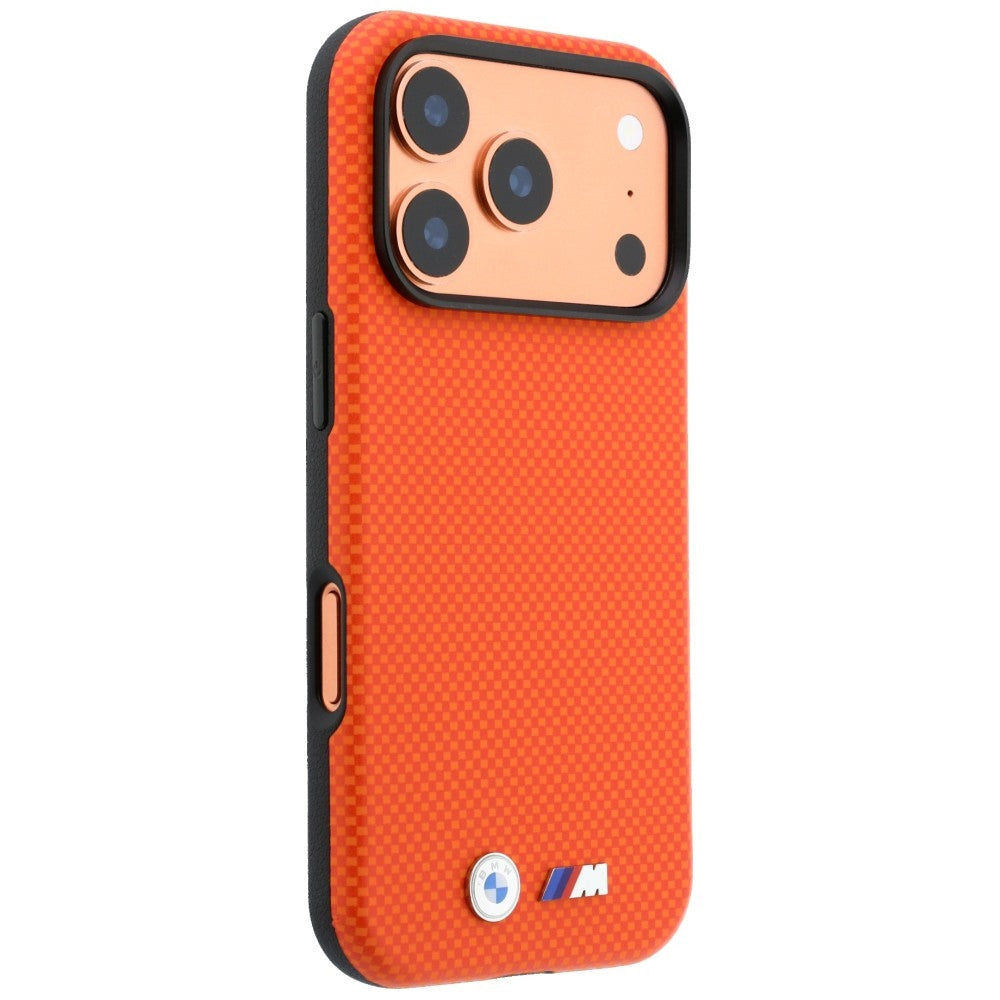 BMW M Quadrille Kevlar Metal Logo MagSafe Case for iPhone 17 Pro Max / 18 Pro Max - Orange_3