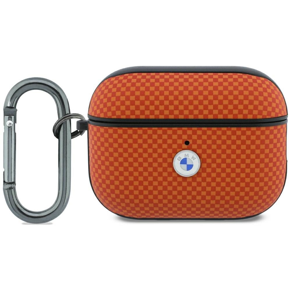 BMW Textured Sign Kevlar Metal Logo Case for AirPods Pro 3 - Orange_0