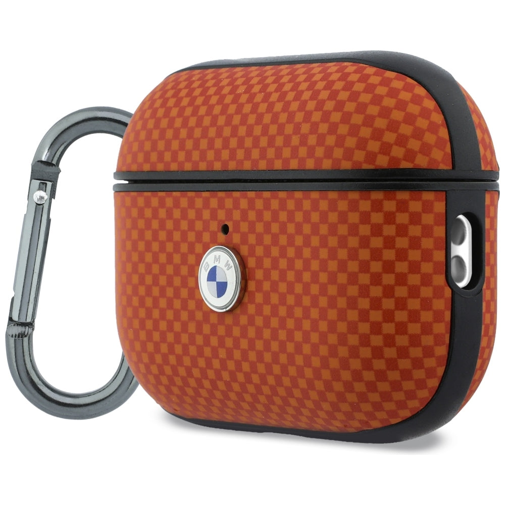 BMW Textured Sign Kevlar Metal Logo Case for AirPods Pro 3 - Orange_1
