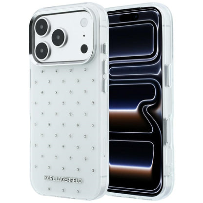 Karl Lagerfeld IML Rhinestones Allover and Electroplated Logo Case for iPhone 17 Pro / 18 Pro - White_0