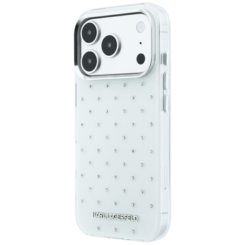 Karl Lagerfeld IML Rhinestones Allover and Electroplated Logo Case for iPhone 17 Pro / 18 Pro - White_1