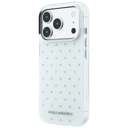 Karl Lagerfeld IML Rhinestones Allover and Electroplated Logo Case for iPhone 17 Pro / 18 Pro - White_1