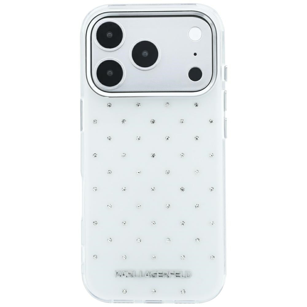 Karl Lagerfeld IML Rhinestones Allover and Electroplated Logo Case for iPhone 17 Pro / 18 Pro - White_2