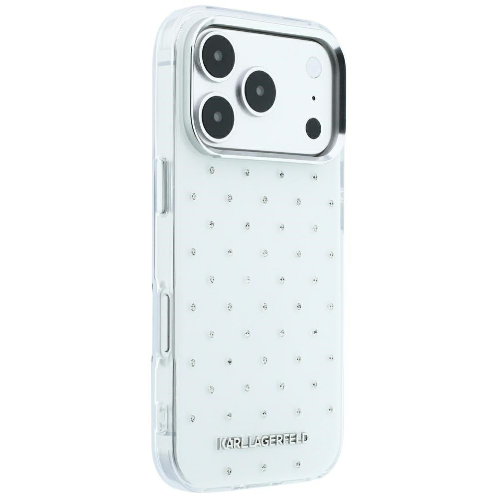 Karl Lagerfeld IML Rhinestones Allover and Electroplated Logo Case for iPhone 17 Pro / 18 Pro - White_3