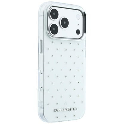 Karl Lagerfeld IML Rhinestones Allover and Electroplated Logo Case for iPhone 17 Pro / 18 Pro - White_3
