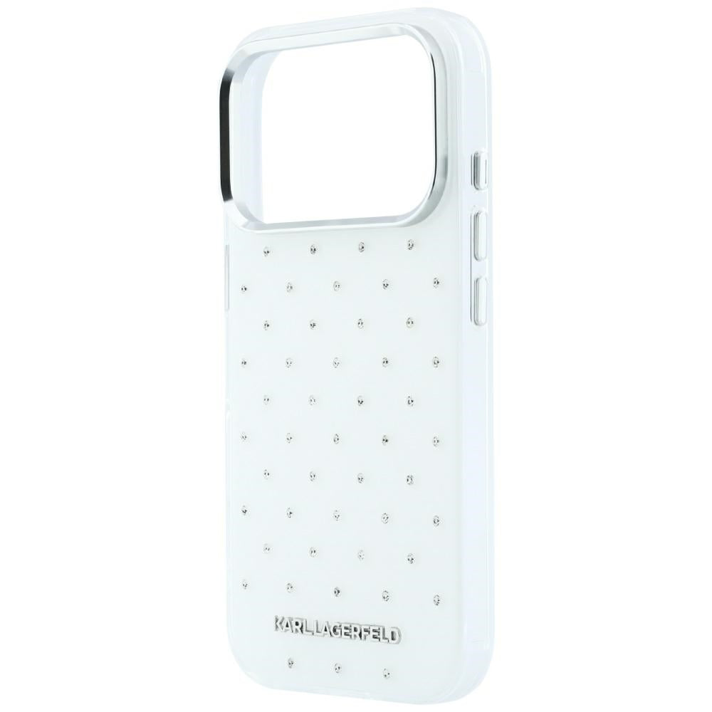 Karl Lagerfeld IML Rhinestones Allover and Electroplated Logo Case for iPhone 17 Pro / 18 Pro - White_5