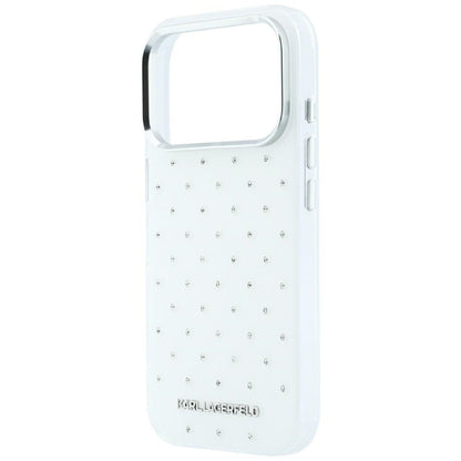 Karl Lagerfeld IML Rhinestones Allover and Electroplated Logo Case for iPhone 17 Pro / 18 Pro - White_5