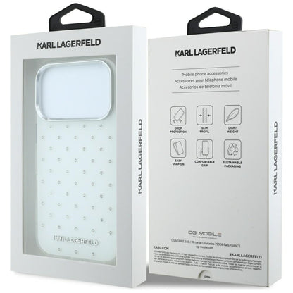 Karl Lagerfeld IML Rhinestones Allover and Electroplated Logo Case for iPhone 17 Pro / 18 Pro - White_7