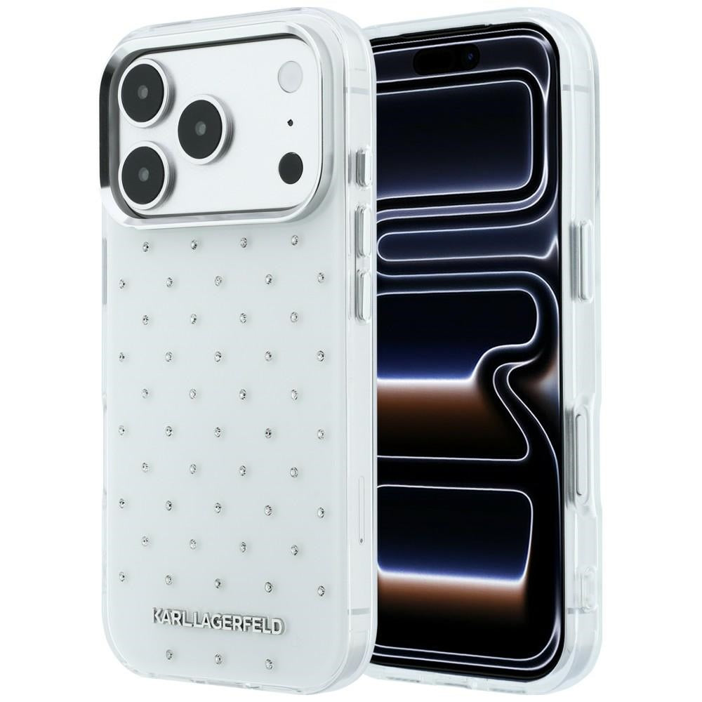Karl Lagerfeld IML Rhinestones Allover and Electroplated Logo Case for iPhone 17 Pro Max / 18 Pro Max - White_0