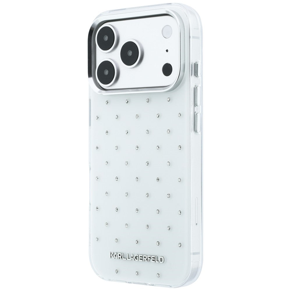 Karl Lagerfeld IML Rhinestones Allover and Electroplated Logo Case for iPhone 17 Pro Max / 18 Pro Max - White_1
