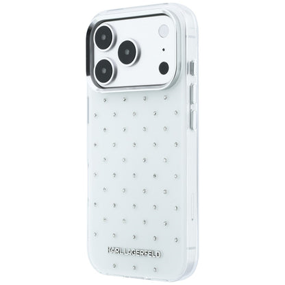 Karl Lagerfeld IML Rhinestones Allover and Electroplated Logo Case for iPhone 17 Pro Max / 18 Pro Max - White_1