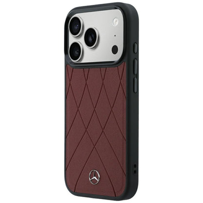Mercedes Leather Crossed Lines MagSafe case for iPhone 17 Pro / 18 Pro - burgundy_1