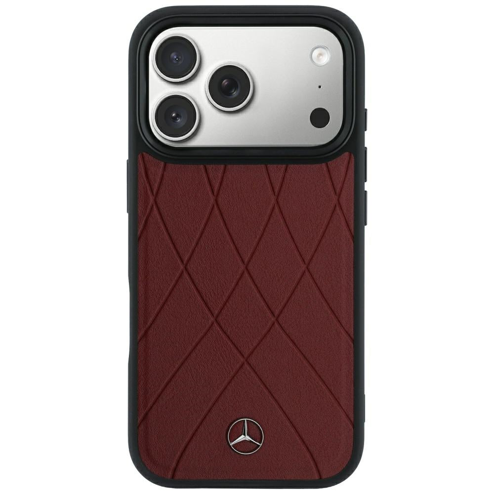 Mercedes Leather Crossed Lines MagSafe case for iPhone 17 Pro / 18 Pro - burgundy_2