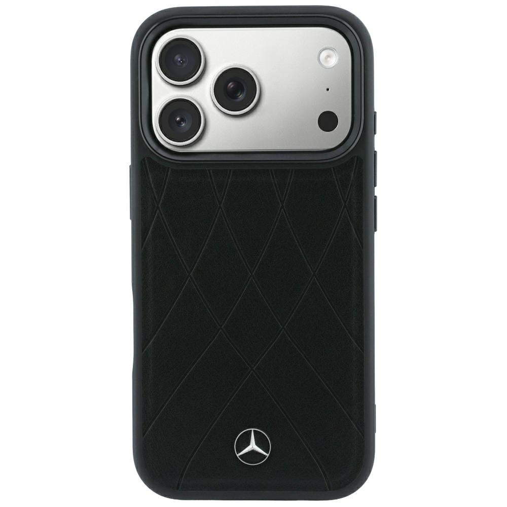 Mercedes Leather Crossed Lines MagSafe Case for iPhone 17 Pro / 18 Pro - Black_2