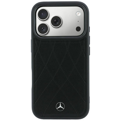 Mercedes Leather Crossed Lines MagSafe Case for iPhone 17 Pro / 18 Pro - Black_2