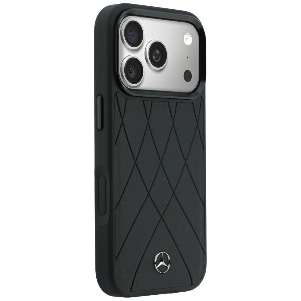 Mercedes Leather Crossed Lines MagSafe Case for iPhone 17 Pro / 18 Pro - Black_3