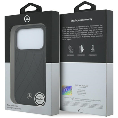 Mercedes Leather Crossed Lines MagSafe Case for iPhone 17 Pro / 18 Pro - Black_7