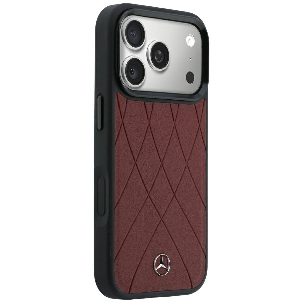 Mercedes Leather Crossed Lines MagSafe case for iPhone 17 Pro Max / 18 Pro Max - burgundy_3