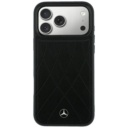Mercedes Leather Crossed Lines MagSafe Case for iPhone 17 Pro Max / 18 Pro Max - Black_2