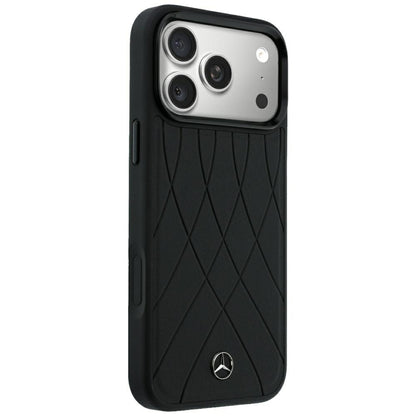 Mercedes Leather Crossed Lines MagSafe Case for iPhone 17 Pro Max / 18 Pro Max - Black_3