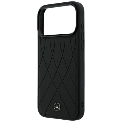 Mercedes Leather Crossed Lines MagSafe Case for iPhone 17 Pro Max / 18 Pro Max - Black_5