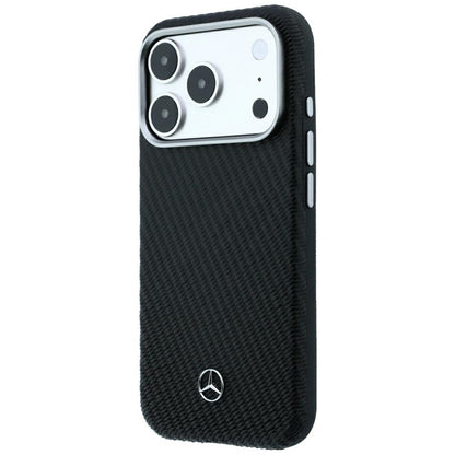 Mercedes Leather Semi Wrap Wood Effect MagSafe Case for iPhone 17 Pro / 18 Pro - Black_1