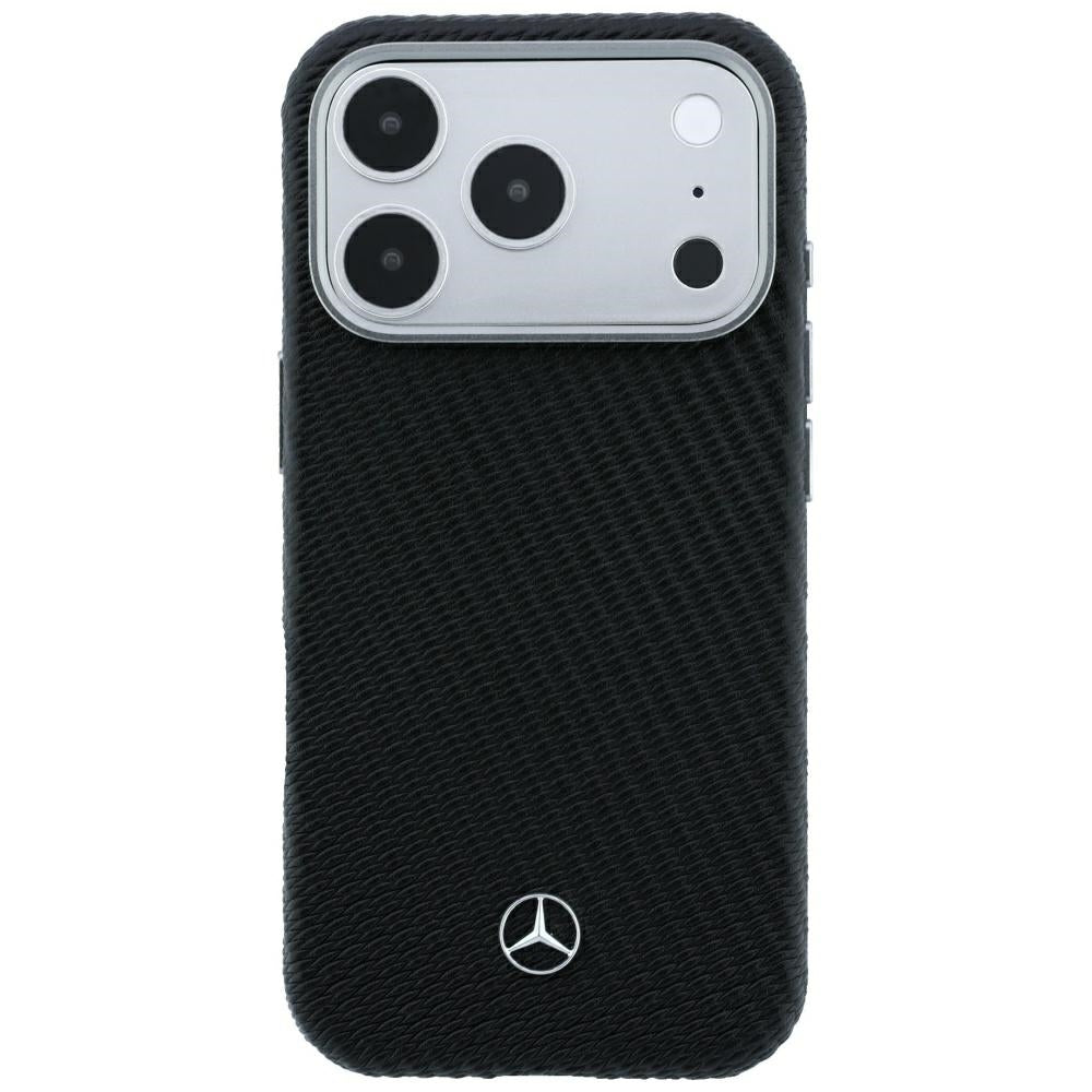 Mercedes Leather Semi Wrap Wood Effect MagSafe Case for iPhone 17 Pro / 18 Pro - Black_2