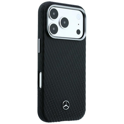 Mercedes Leather Semi Wrap Wood Effect MagSafe Case for iPhone 17 Pro / 18 Pro - Black_3
