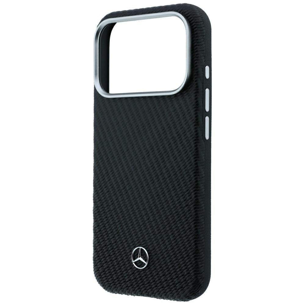 Mercedes Leather Semi Wrap Wood Effect MagSafe Case for iPhone 17 Pro / 18 Pro - Black_5