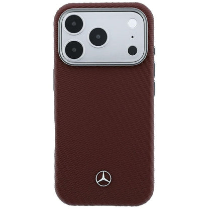 Mercedes Leather Semi Wrap Wood Effect MagSafe case for iPhone 17 Pro Max / 18 Pro Max - burgundy_2