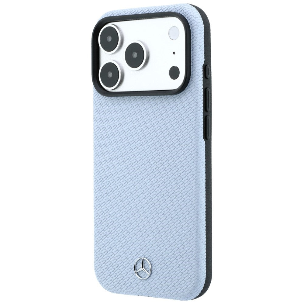 Mercedes Leather Semi Wrap Wood Effect MagSafe Case for iPhone 17 Pro Max / 18 Pro Max - Blue_1
