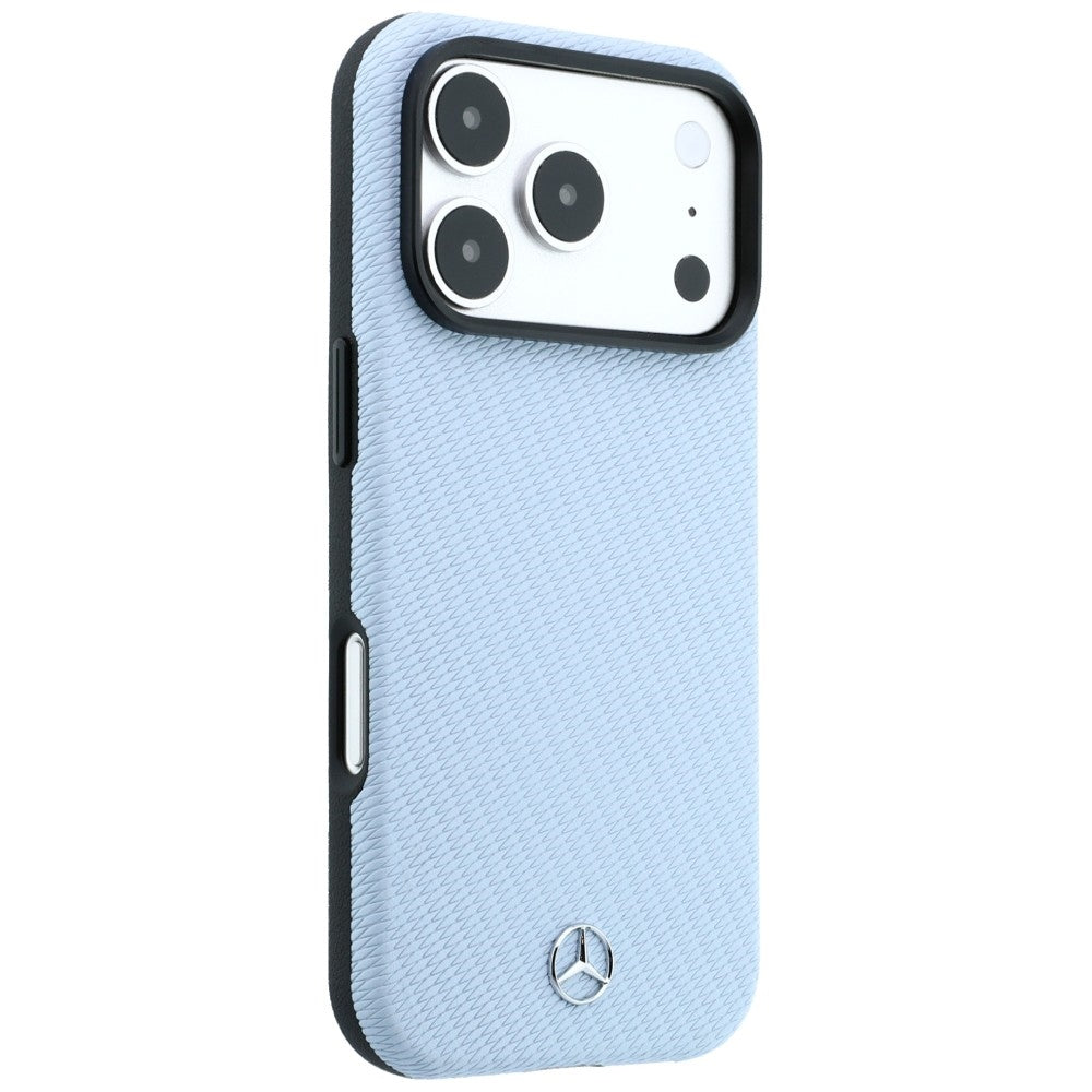 Mercedes Leather Semi Wrap Wood Effect MagSafe Case for iPhone 17 Pro Max / 18 Pro Max - Blue_3