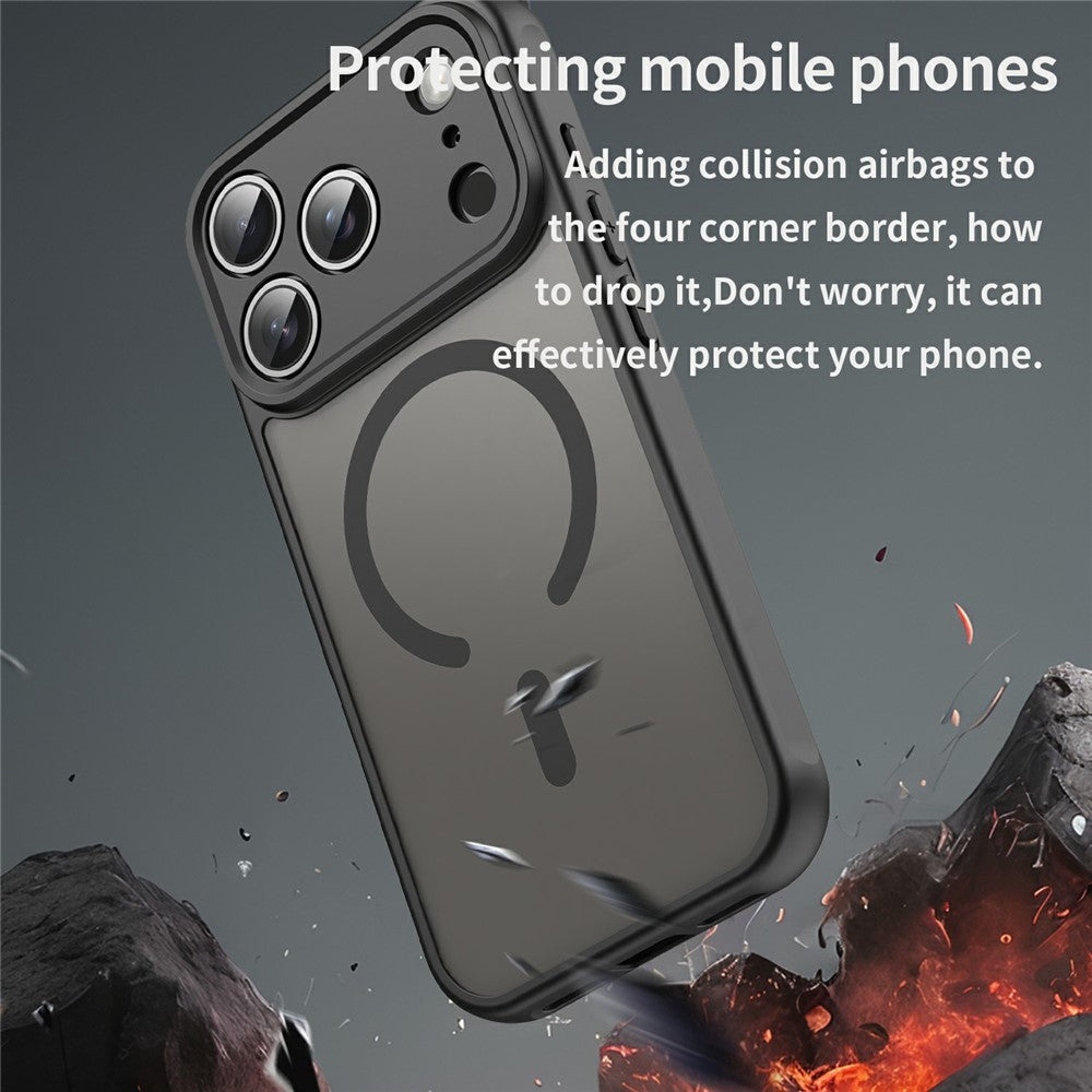 iPhone 18 Pro / 17 Pro PC TPU Magnetic Matte Case, Drop-Resistant - Black_1