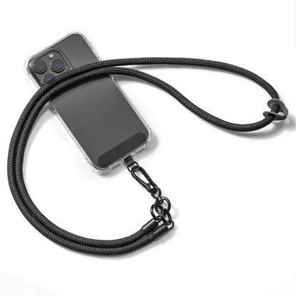 Neck and shoulder phone lanyard 120 cm with metal buckle - black_0