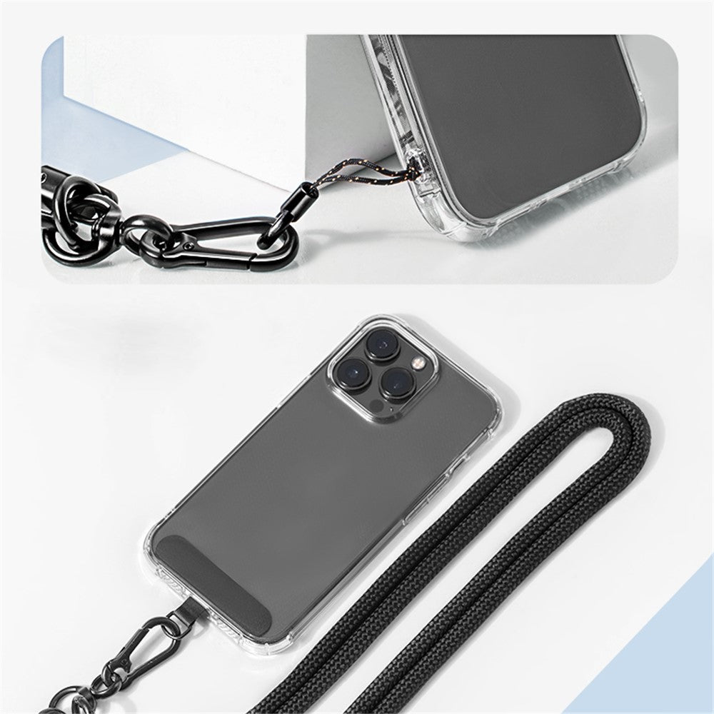 Neck and shoulder phone lanyard 120 cm with metal buckle - black_3