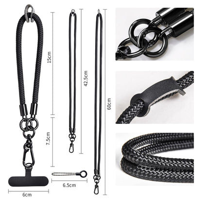 Neck and shoulder phone lanyard 120 cm with metal buckle - black_4