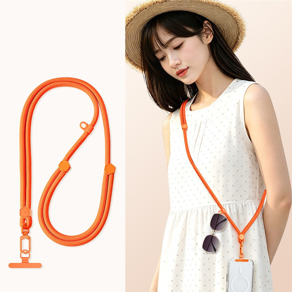 150 cm adjustable neck and shoulder strap with steel plate - orange_0