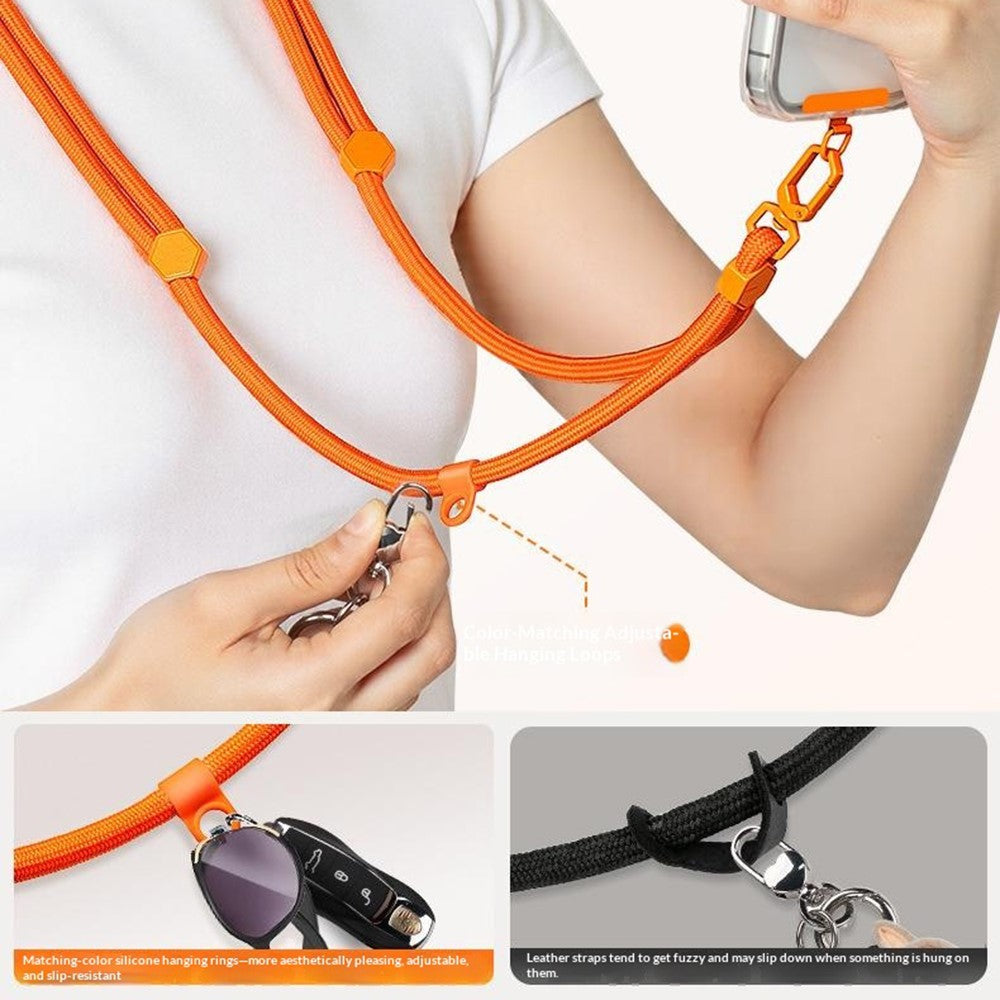 150 cm adjustable neck and shoulder strap with steel plate - orange_1