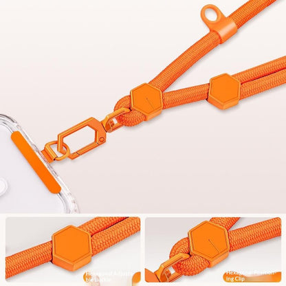 150 cm adjustable neck and shoulder strap with steel plate - orange_2