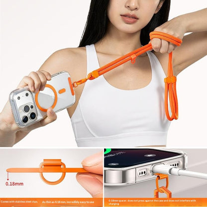 150 cm adjustable neck and shoulder strap with steel plate - orange_3