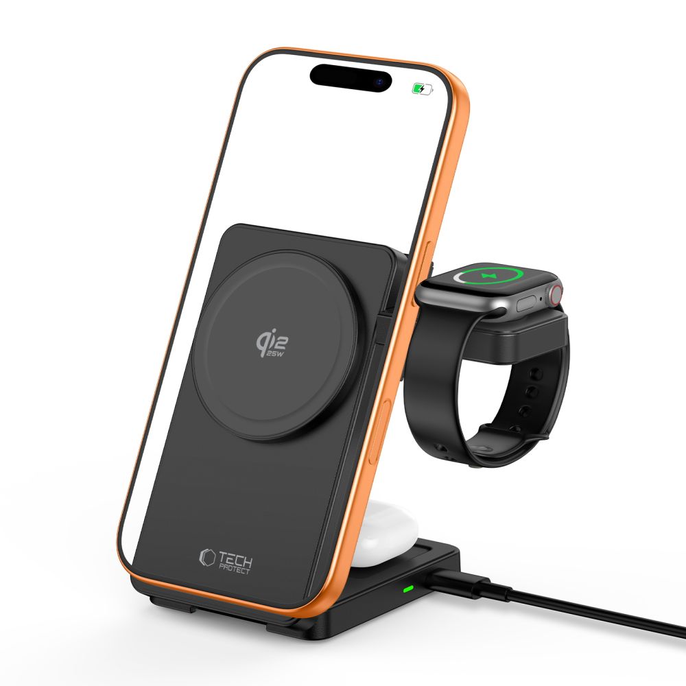 Tech-Protect A56 3in1 MagSafe Wireless Charger + USB-C / USB-C Cable 100cm - Black_1