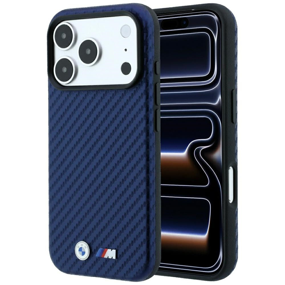 BMW M Carbon Metal Logo MagSafe Case for iPhone 17 Pro / 18 Pro - Navy Blue_0